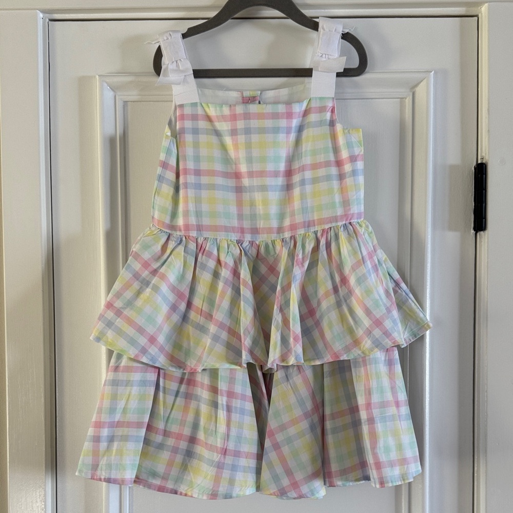 Janie and Jack Girls Pastel Plaid Tiered Dress